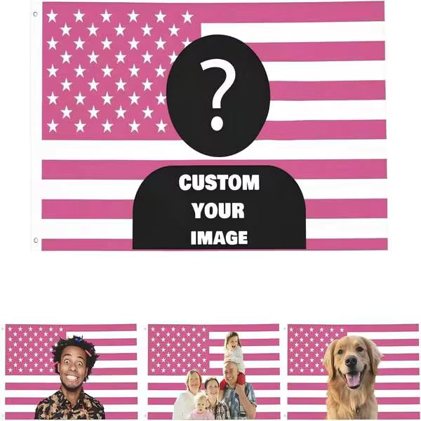 1pc Customized American Flag - Add Your Own Image And Text - Face Cutout - Suitable For Birthday, Wedding, Party, Father's Day, Mother's Day, Valentine's Day, Home Decor - Also For Customized Tapestry, Garden Flag, Customized Banner