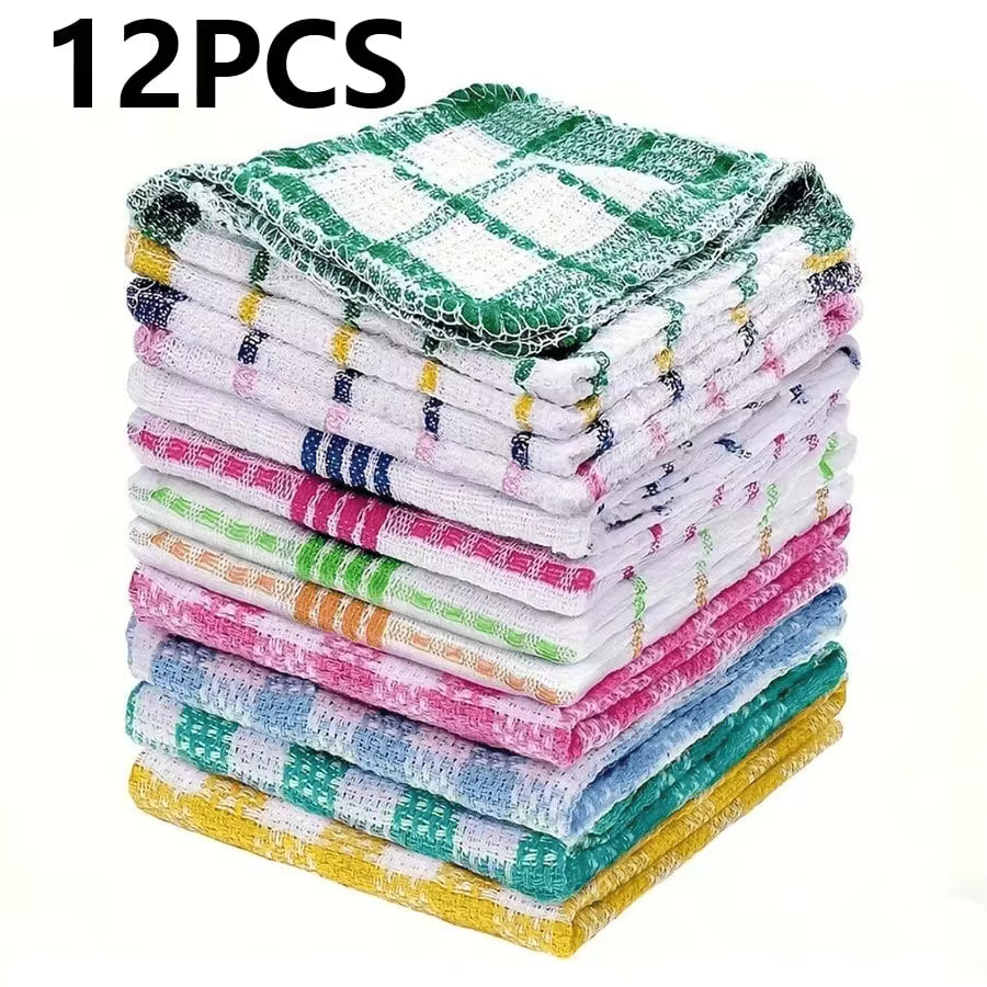 2pcs/5pcs/12 Packs Waffle Weave Dish Towels, Designed For Quick Drying And Hand Washing Only, Featuring A Space Theme. These Square Absorbent Woven Cloths Are Perfect For Cleaning And Drying.(Color Random)